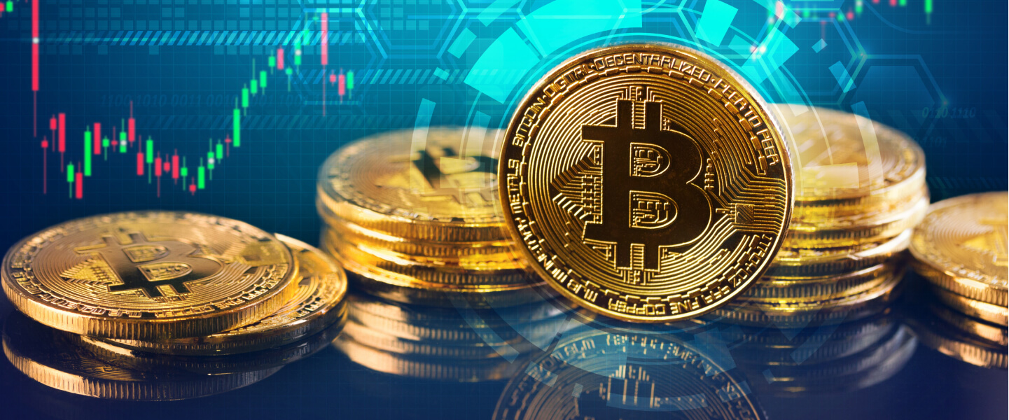 Stacks of Bitcoin coins